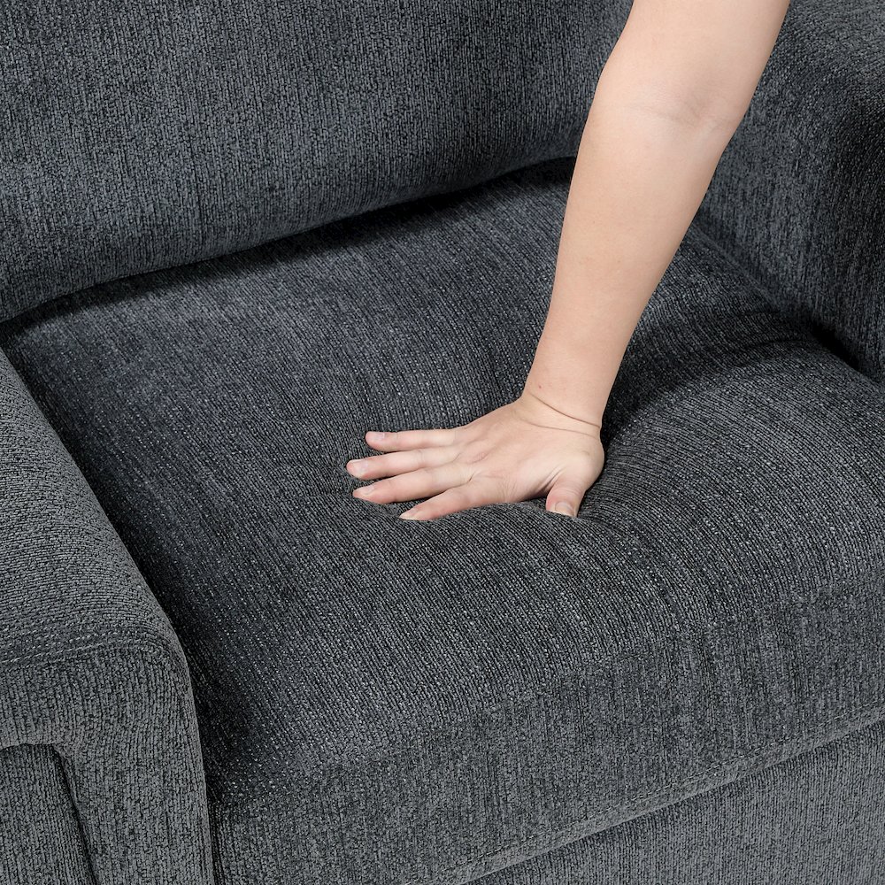 Chelsea Chenille Love Seat in Dark Gray. Picture 8