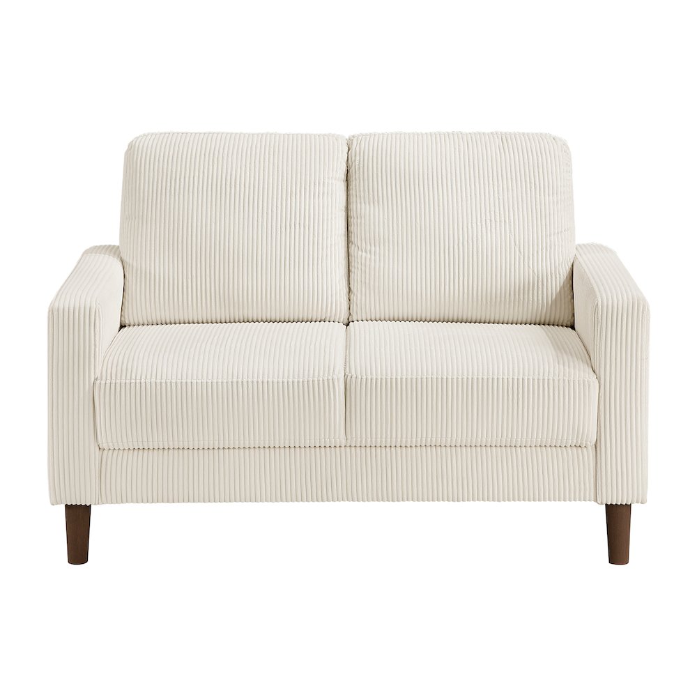 Crandall Corduroy Love Seat in Beige. Picture 5