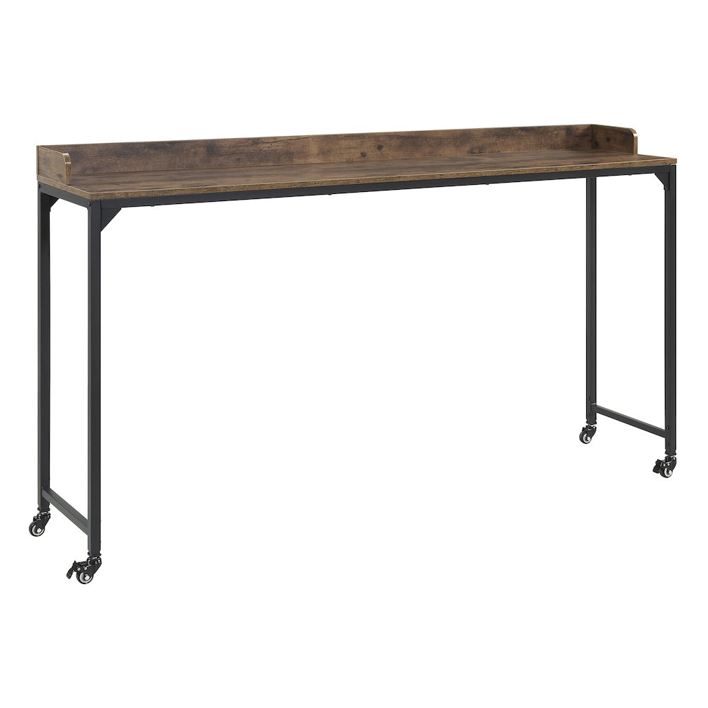 Sumter Faux Wood Over-The-Bed Desk in Rustic and Black Metal Finish. Picture 1