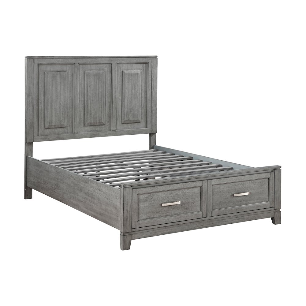 Garretson Acacia Full Platform Bed with Footboard Storage in Gray. Picture 2