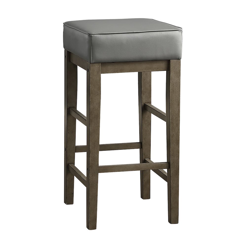 Pittsville Solid Wood 29" Height Square Stool, Set of 2 in Gray. Picture 1