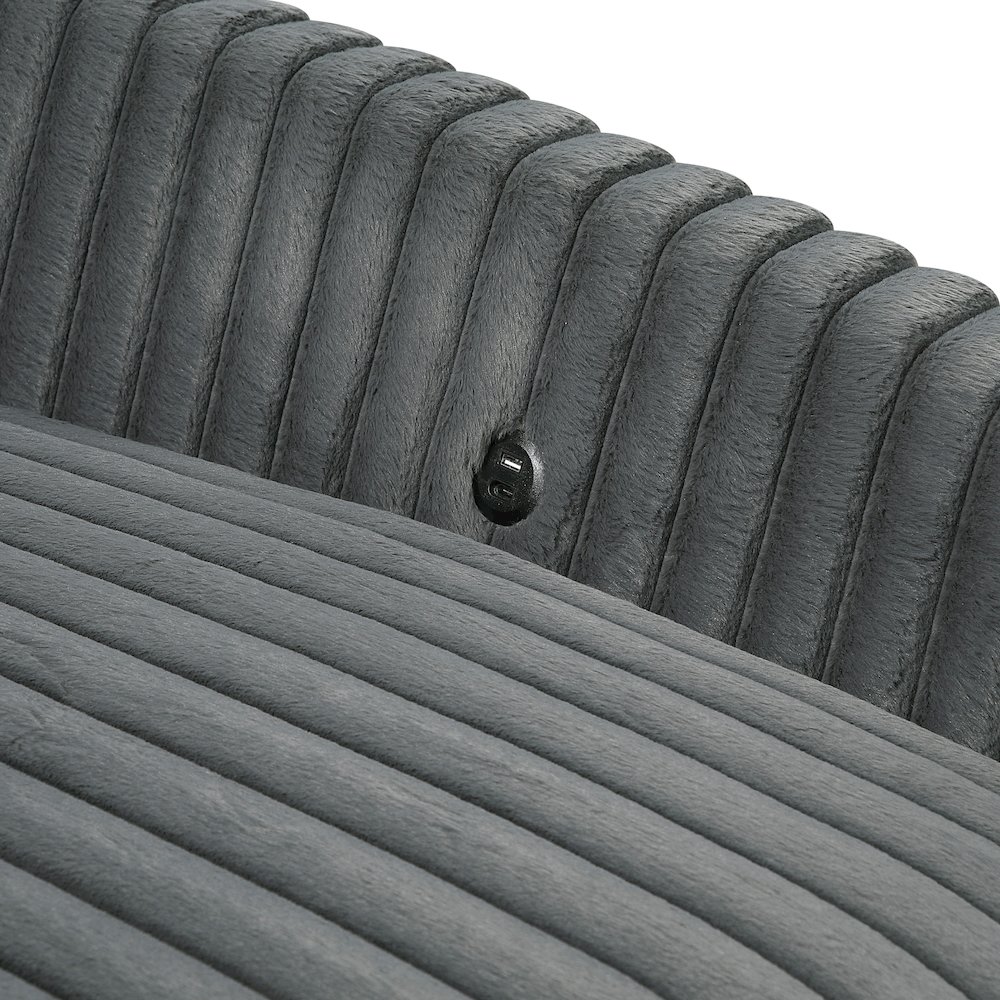 Tomball Corduroy Oversized Chaise Lounge in Dark Gray. Picture 11