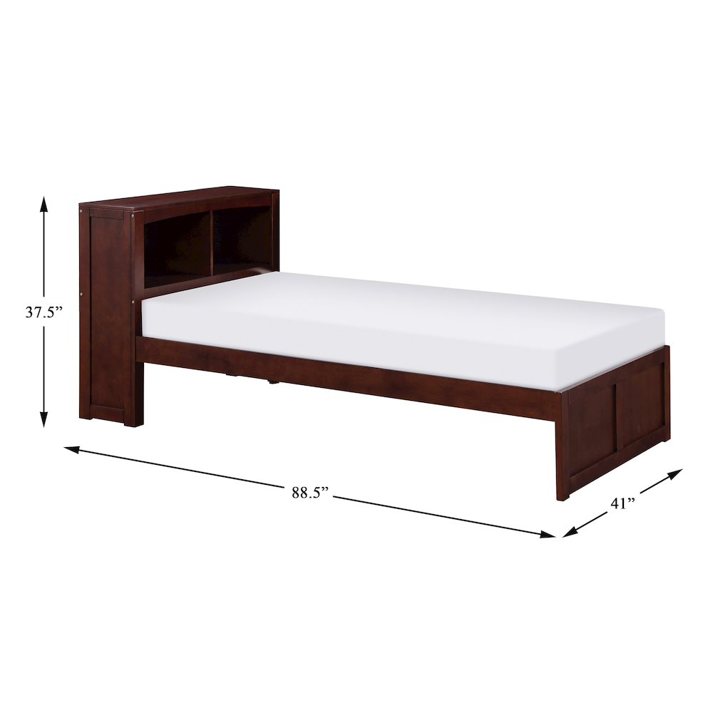 Rowe Pine Twin Bookcase Bed in Dark Cherry. Picture 3