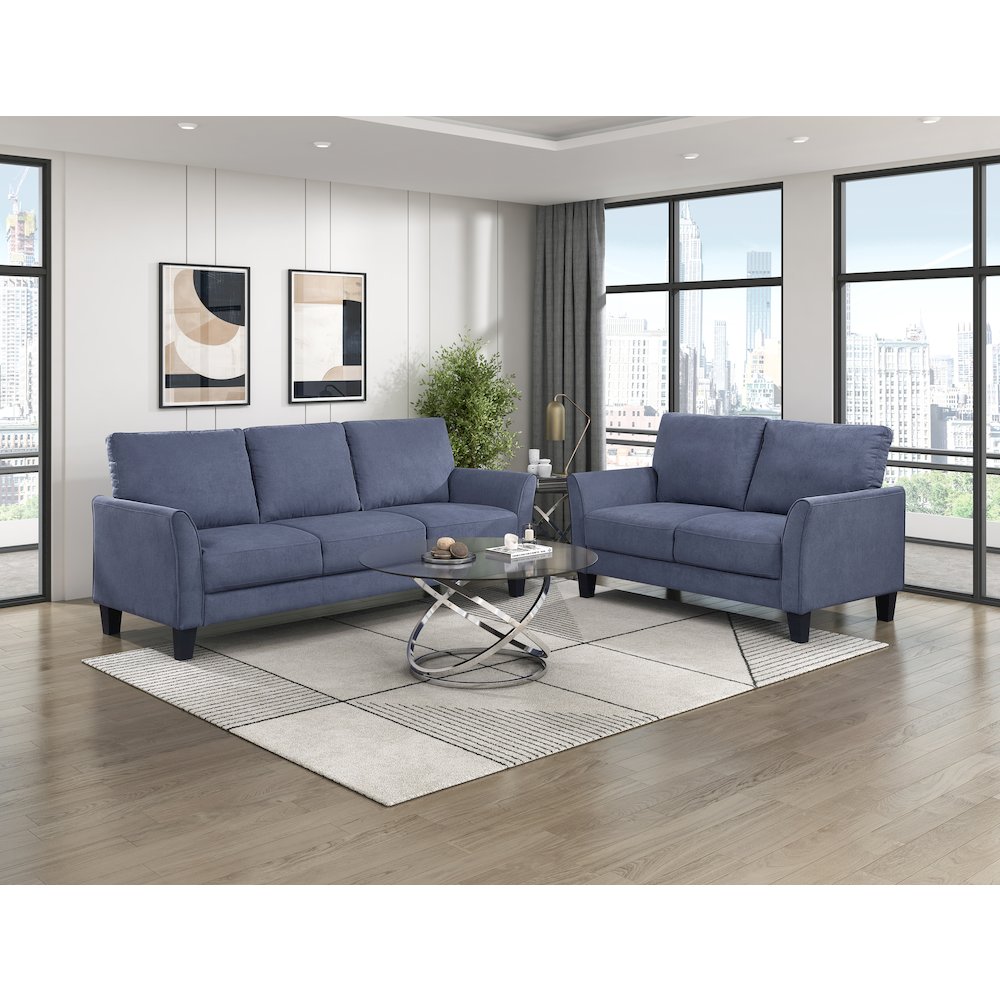 Aliana Textured Love Seat in Blue. Picture 3