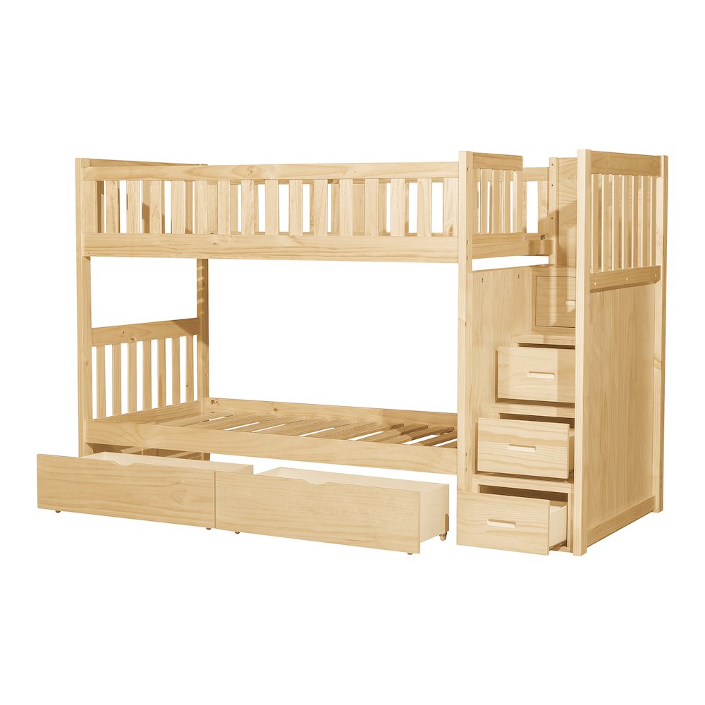 Bartly Pine Bunk Bed with Reversible Step Storage in Natural Pine. Picture 5
