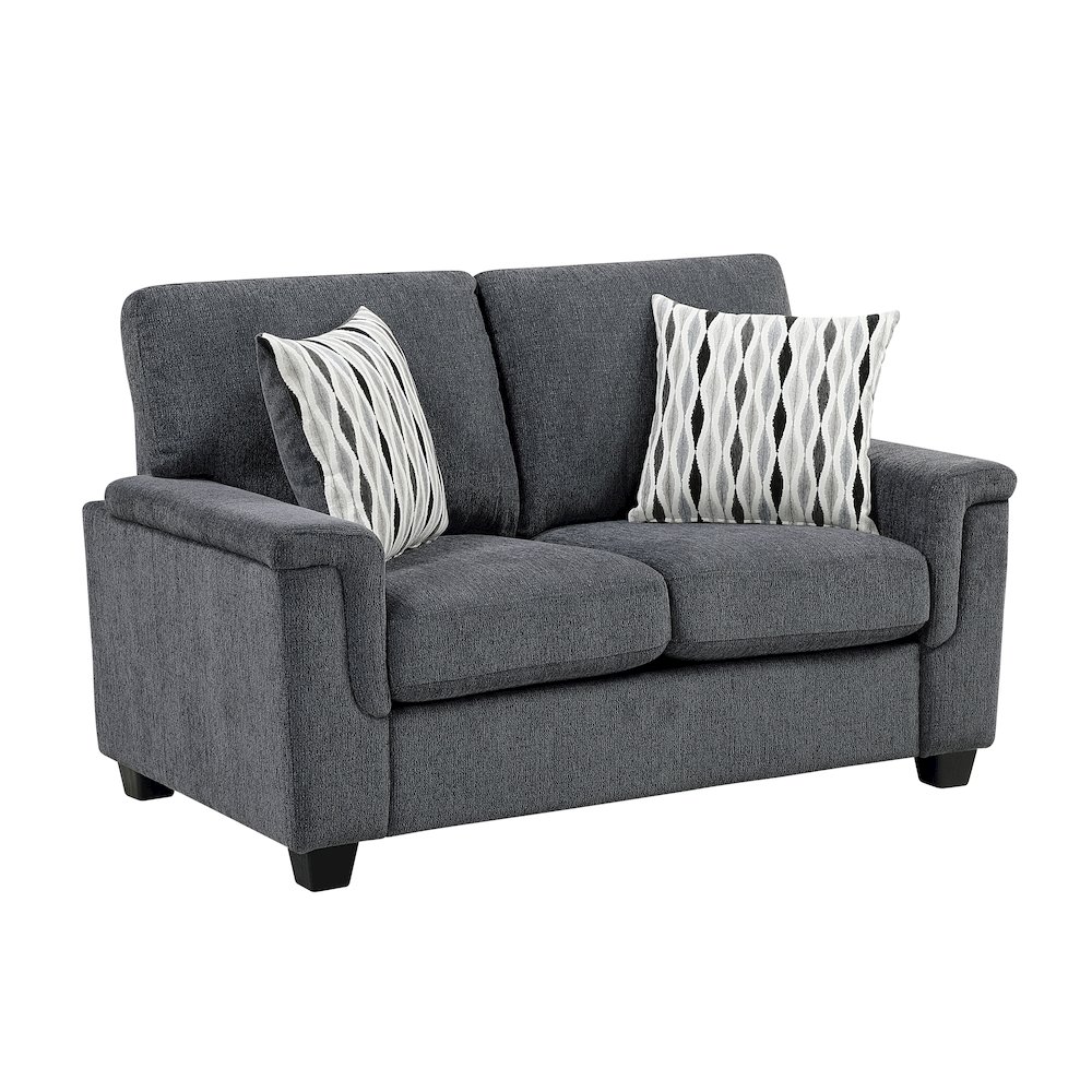 Chelsea Chenille Love Seat in Dark Gray. Picture 1