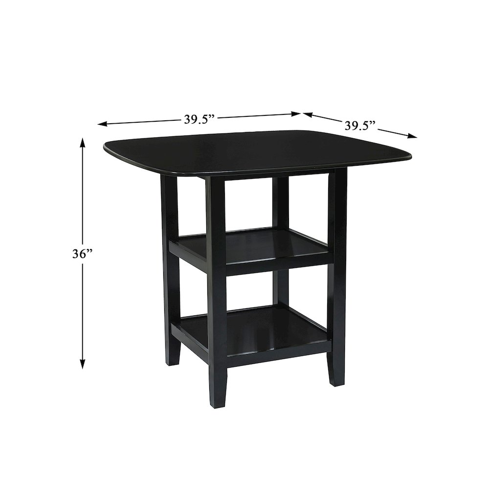 Norman Solid Wood Counter Height Dining Table Set (Set of 5) in Black. Picture 4