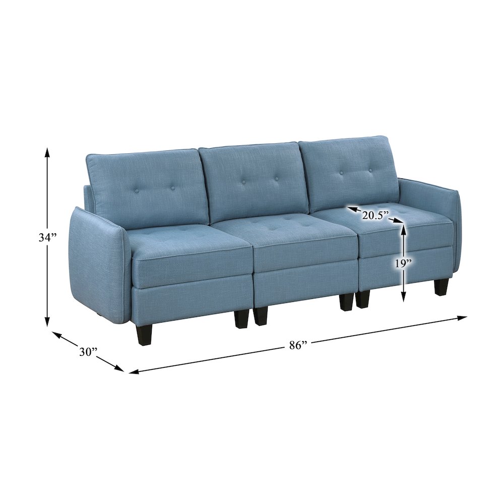 Garren Textured Sofa in Blue. Picture 5