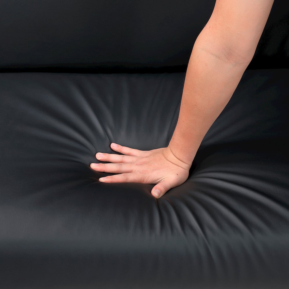 Carlton Faux Leather Elegant Lounger in Black. Picture 12