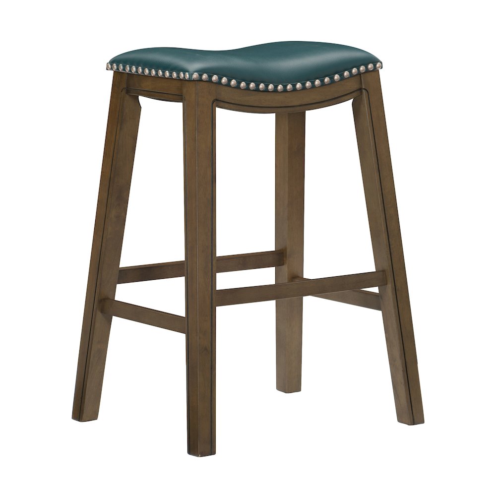Ordway Solid Wood 29" Height Saddle Stool in Green. Picture 1