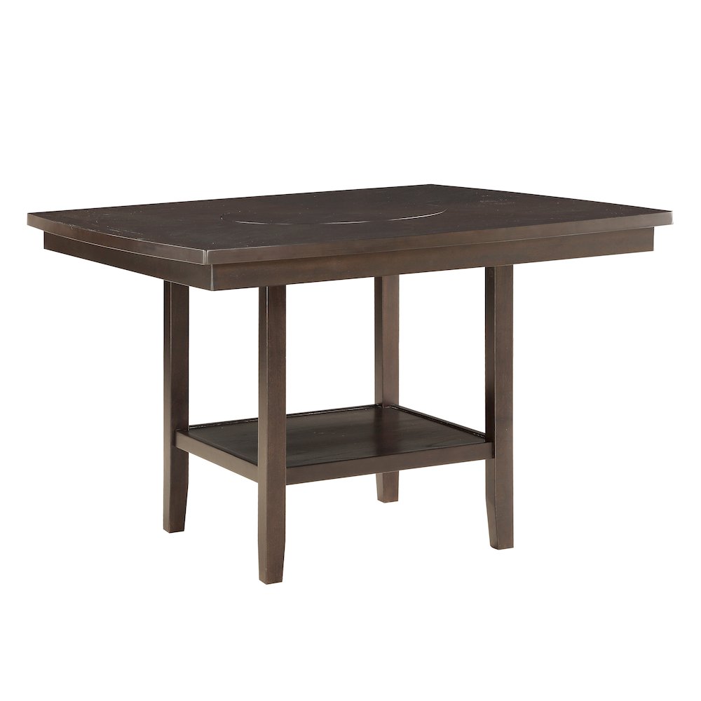 Balin Wood Counter Height Table with Lazy Susan in Dark brown. Picture 1