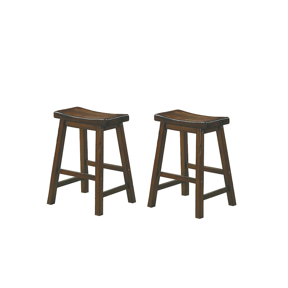Saddleback Solid Wood 24" Height Stool, Set of 2 in Cherry Finish. Picture 1
