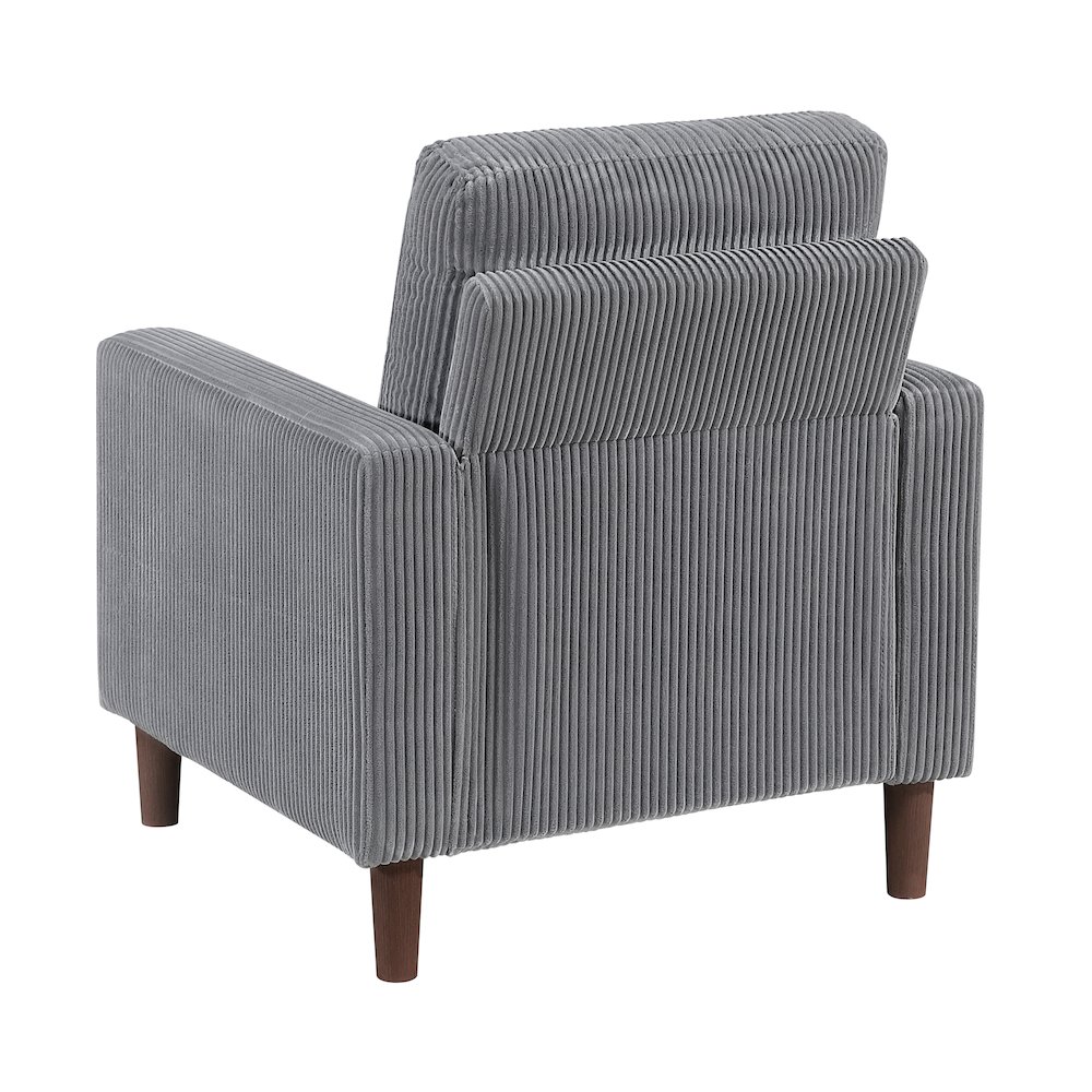 Crandall Corduroy 3pc Set: Sofa, Loveseat, Chair in Gray. Picture 10