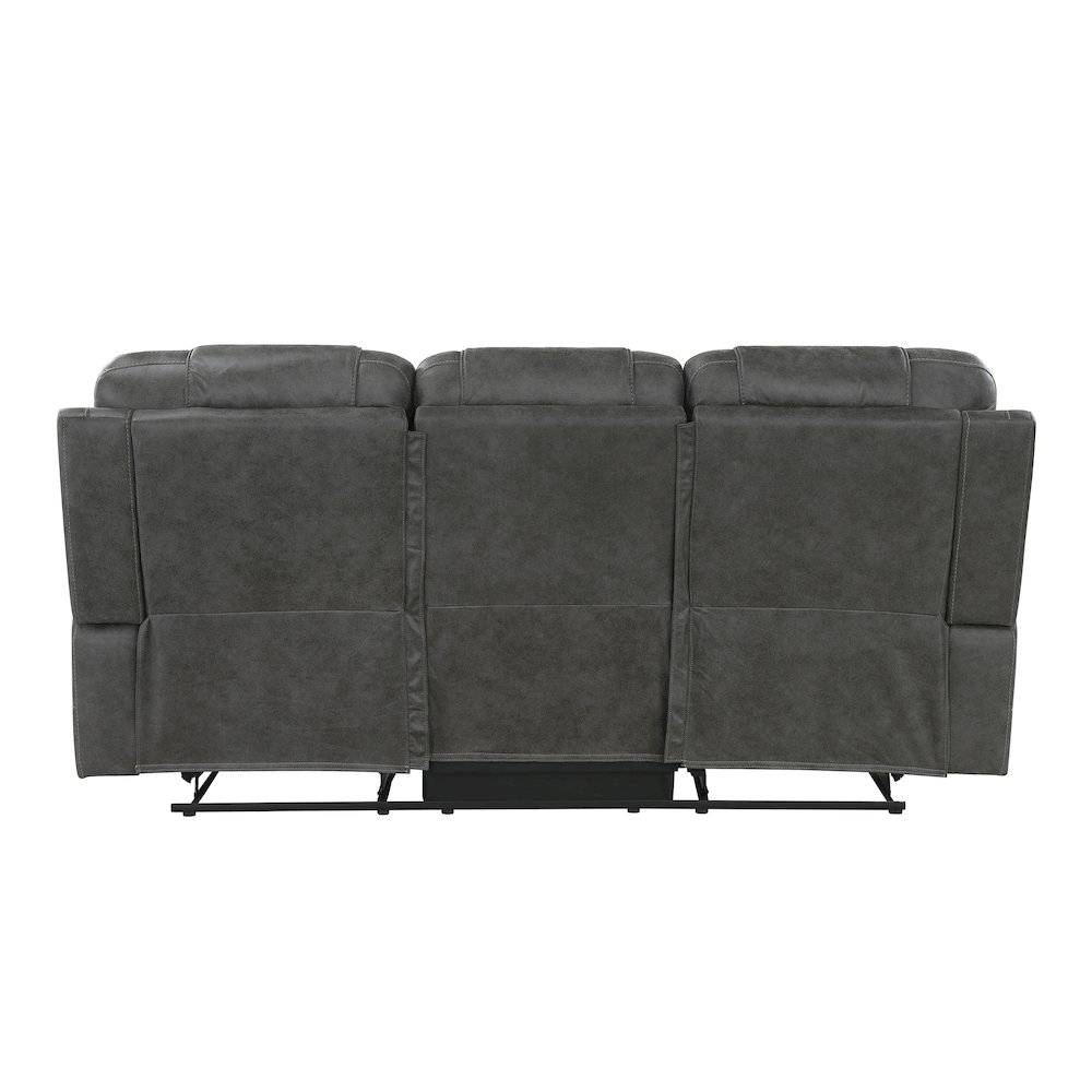 Oberon Microfiber Double Reclining Sofa in Dark Gray. Picture 4