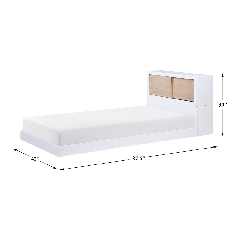 Asker Asian Hardwood Twin Bookcase Bed in 2-Tone (White and Natural). Picture 9