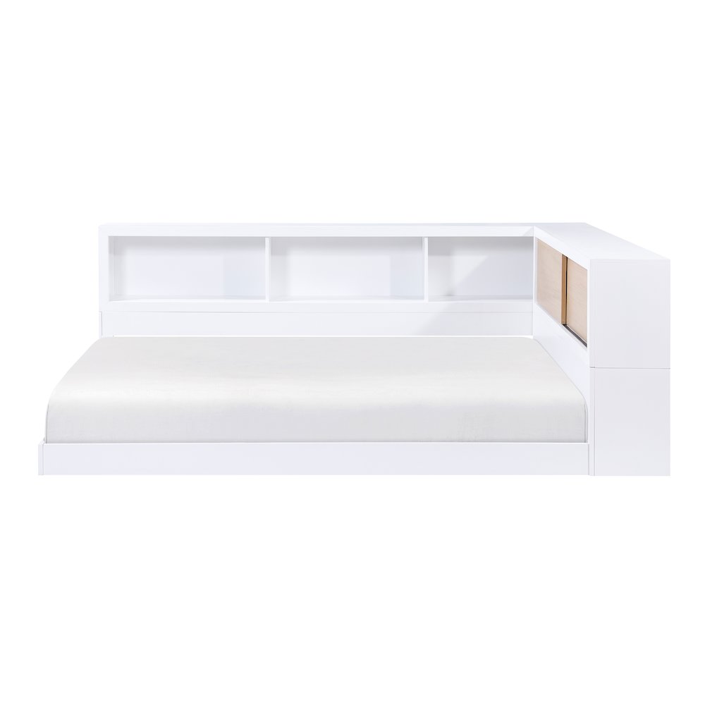 Asker A. Hardwood Full Bookcase Corner Bed in 2-Tone (White and Natural). Picture 11