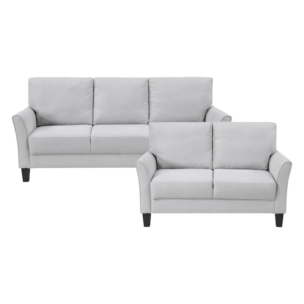 Aliana Textured 2pc Set: Sofa, Loveseat in Gray. Picture 3