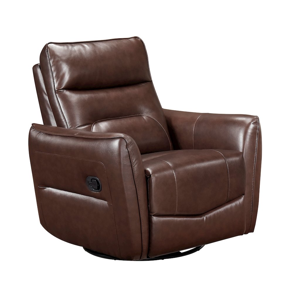 Thomas Leather Swivel Glider Reclining Chair in Brown. Picture 1