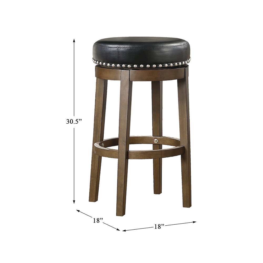 Westby Solid Wood 29" Round Swivel Stool, Set of 2 in Black. Picture 4
