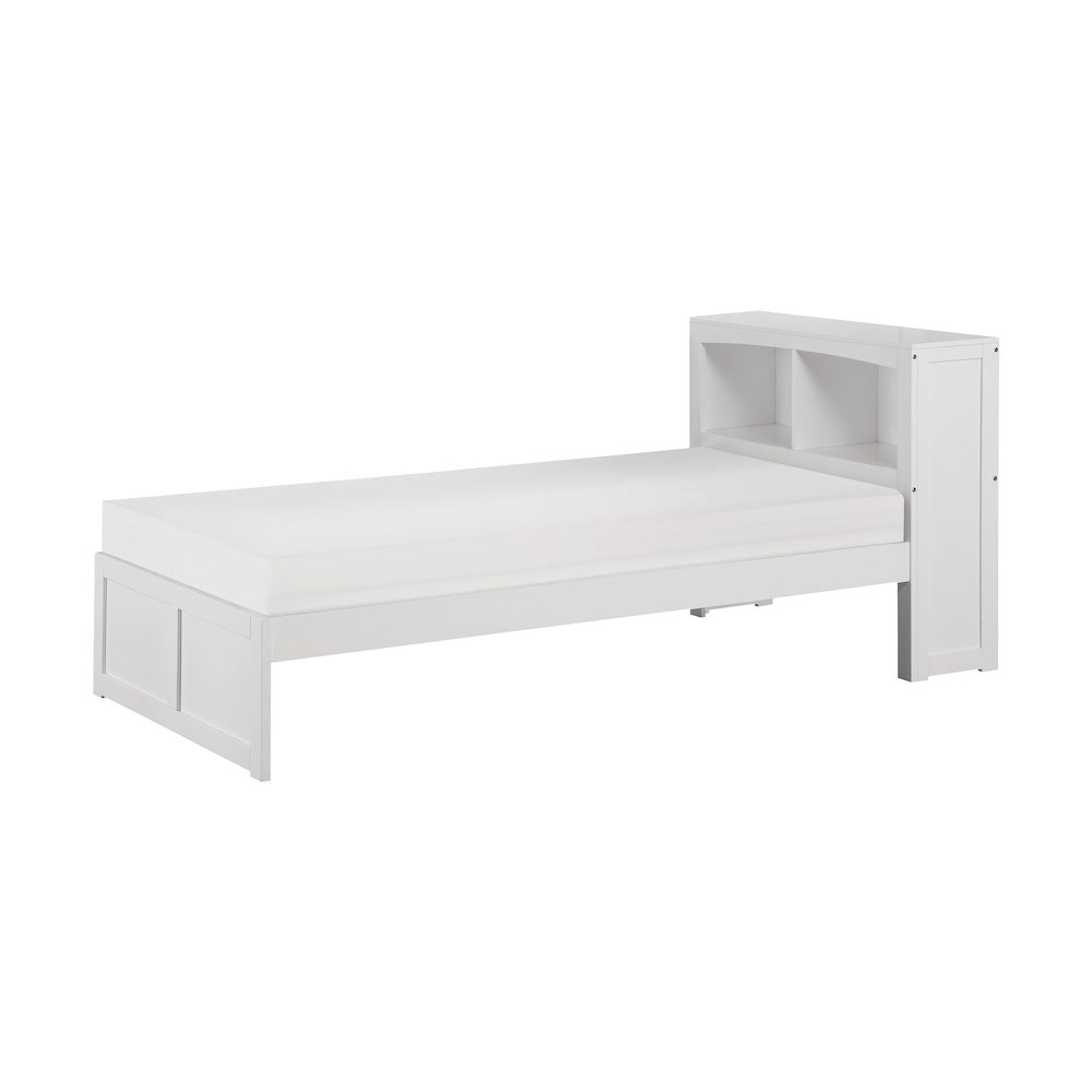 Galen Pine Twin Bookcase Bed in White. Picture 1