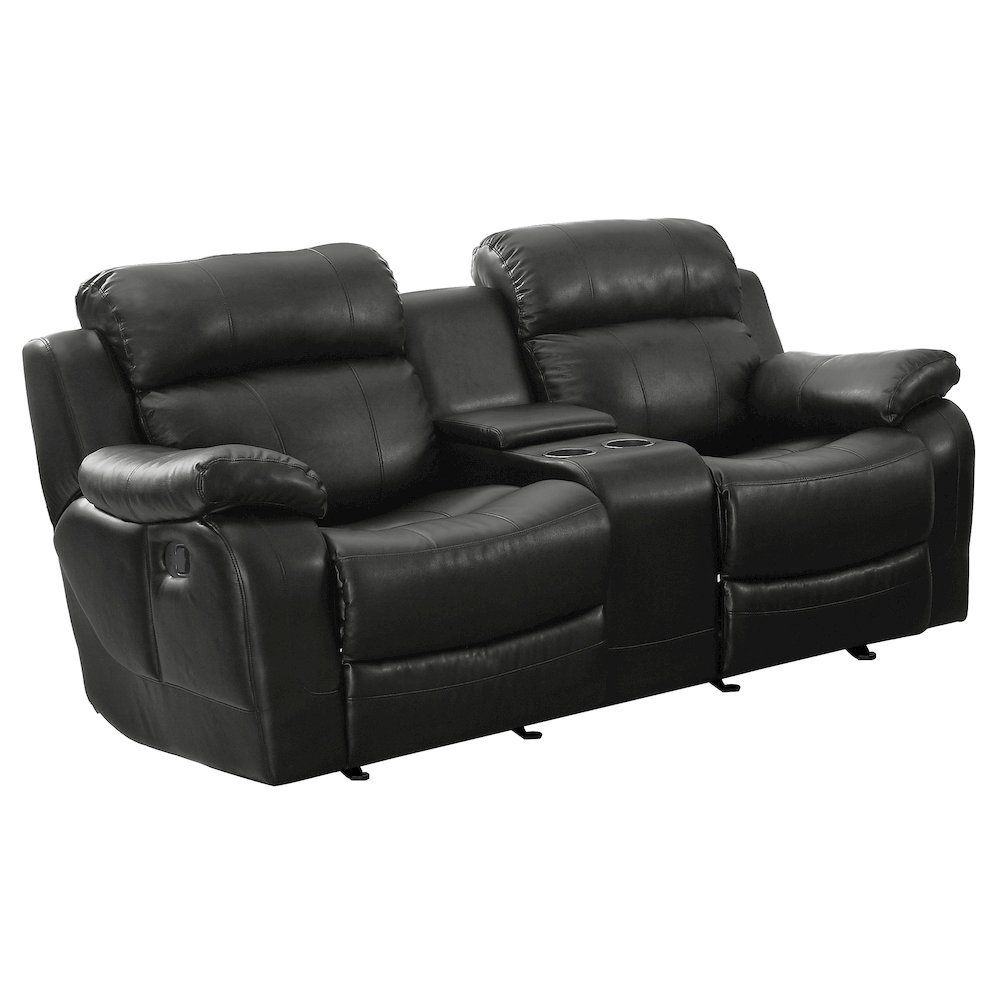 Marille Textured Double Glider Reclining Love Seat with Center Console in Black. Picture 2