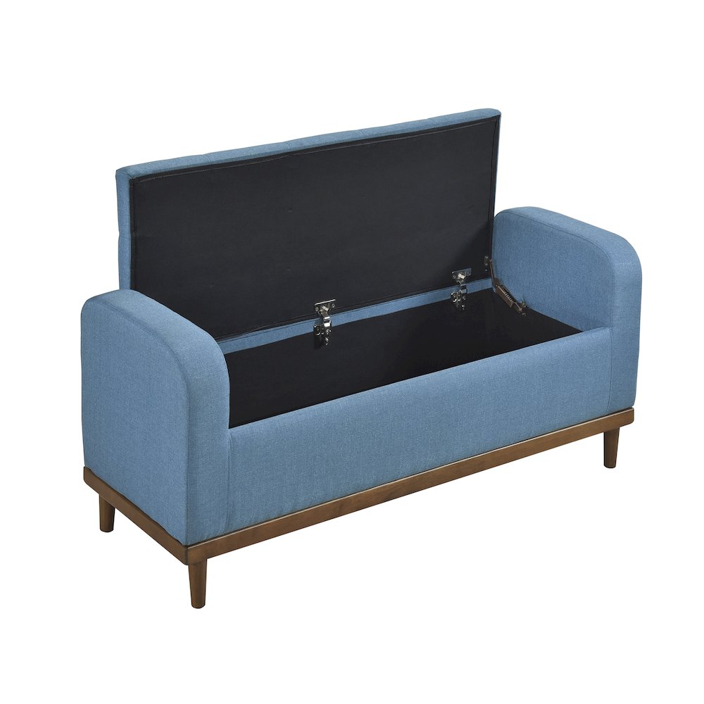 Brigitte Textured Lift Top Storage Bench in Blue. Picture 7