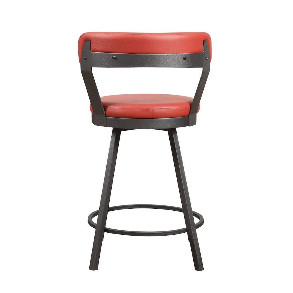 Appert Metal Swivel Counter Height Chair, Red, set of 2 in Red. Picture 3