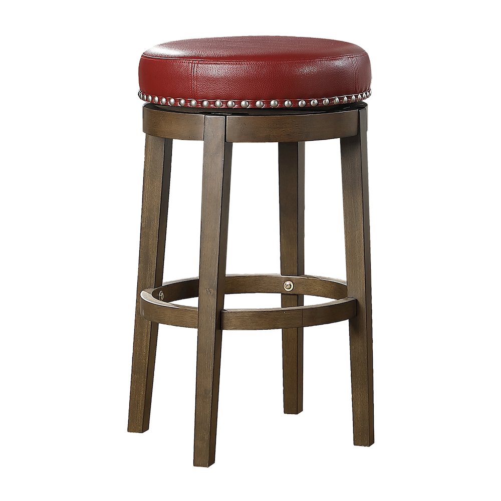 Westby Solid Wood 29" Round Swivel Stool, Set of 2 in Red. Picture 1