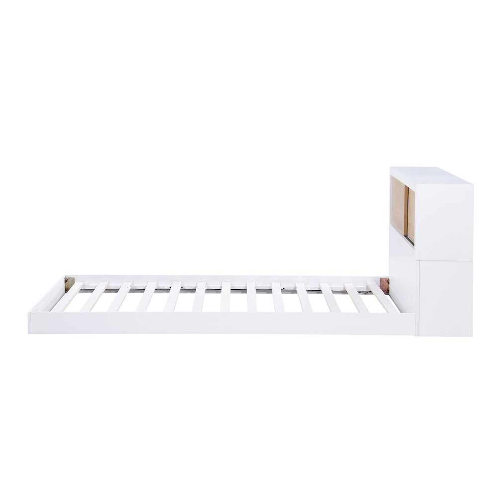 Asker Asian Hardwood Twin Bookcase Bed in 2-Tone (White and Natural). Picture 11