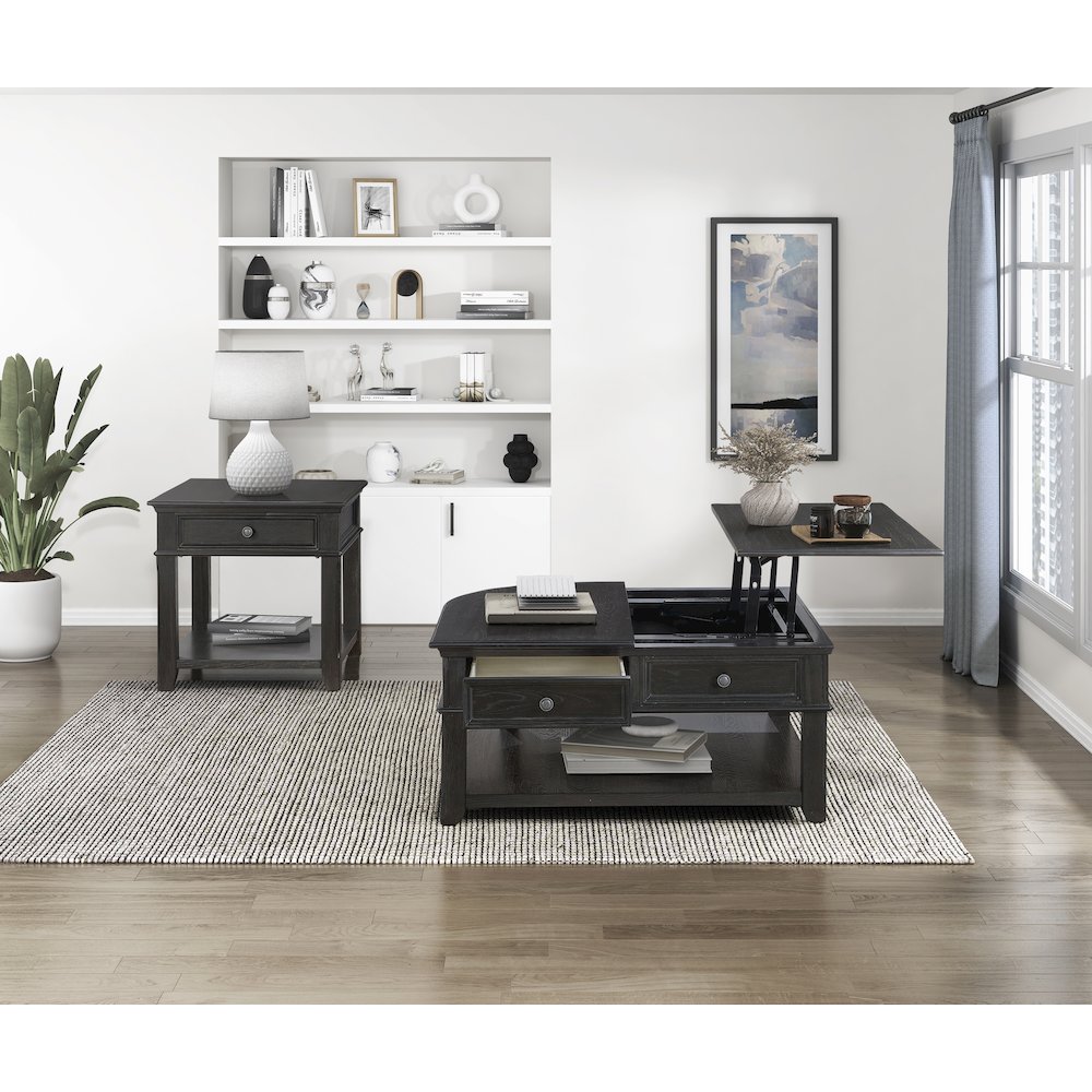 Muriel Pine End Table in Charcoal. Picture 4