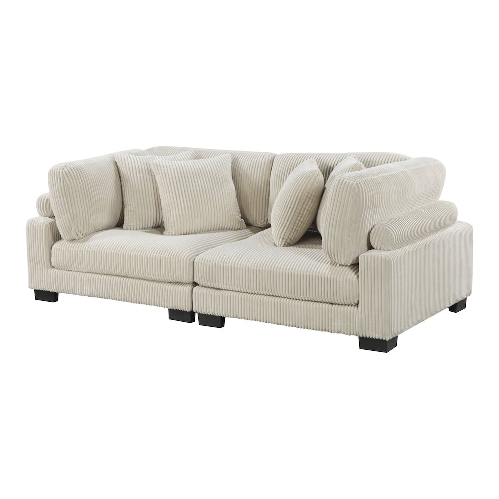 Traverse Corduroy Love Seat in Beige. Picture 1