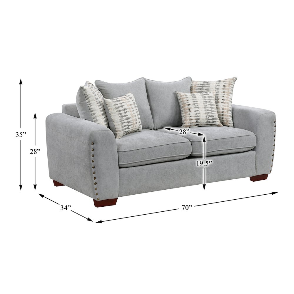 Hume Chenille Love Seat in Gray. Picture 6