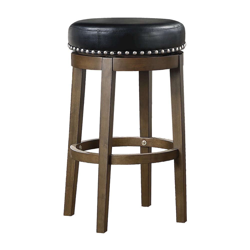 Westby Solid Wood 29" Round Swivel Stool, Set of 2 in Black. Picture 1