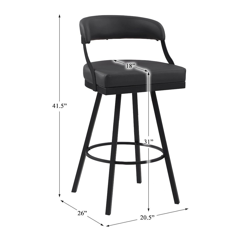Crowley Faux leather Swivel Pub Height Chair in Black. Picture 4