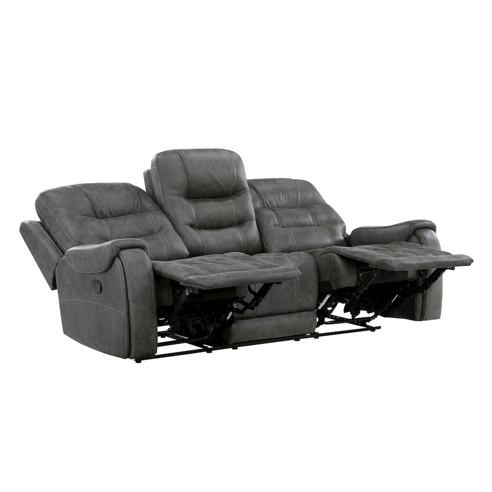 Oberon Microfiber 2pc Set: Sofa, Loveseat in Dark Gray. Picture 11