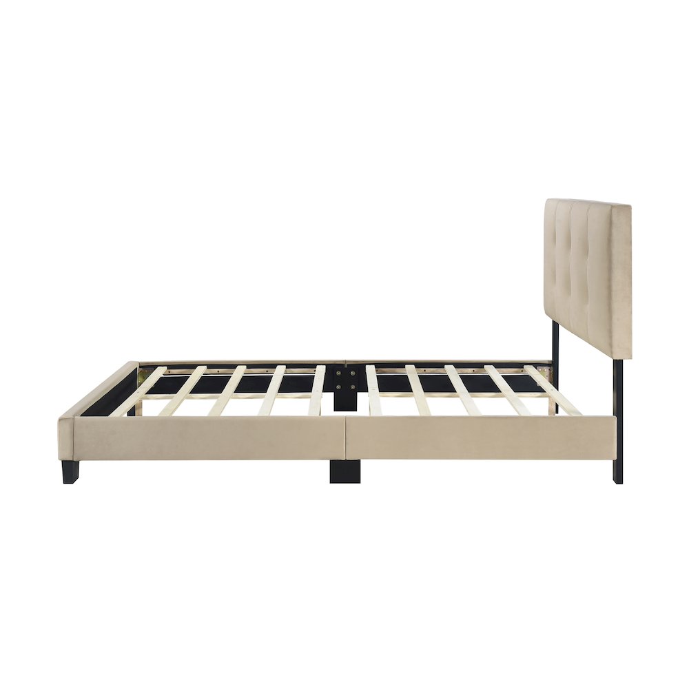 Newberry Velvet Full Platform Bed in Light Brown. Picture 8