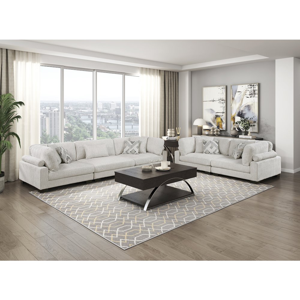 Corydon Microfiber Love Seat in Beige. Picture 2