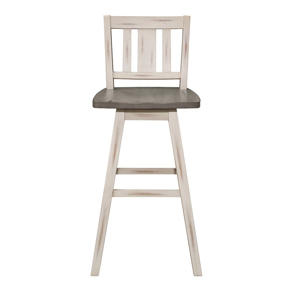 Amsonia Solid Wood Swivel Pub Height Chair, set of 2 in Gray and White. Picture 5
