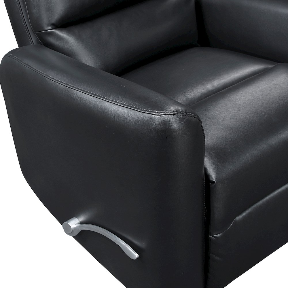 Dimitri Faux Leather Swivel Glider Reclining Chair in Black. Picture 12
