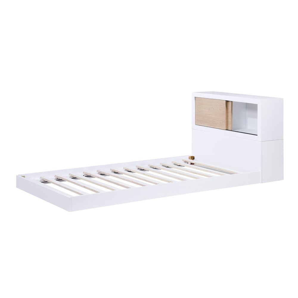 Asker Asian Hardwood Twin Bookcase Bed in 2-Tone (White and Natural). Picture 4