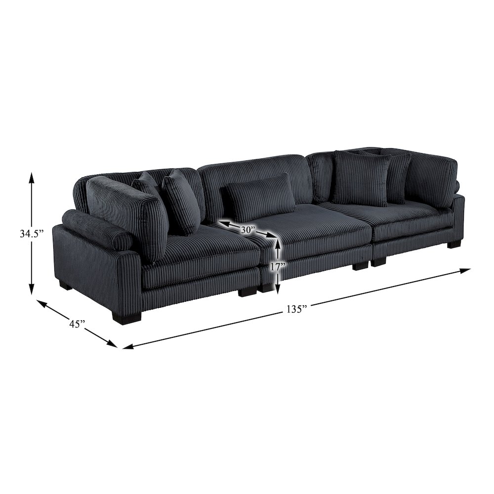 Traverse Corduroy Sofa in Black. Picture 4