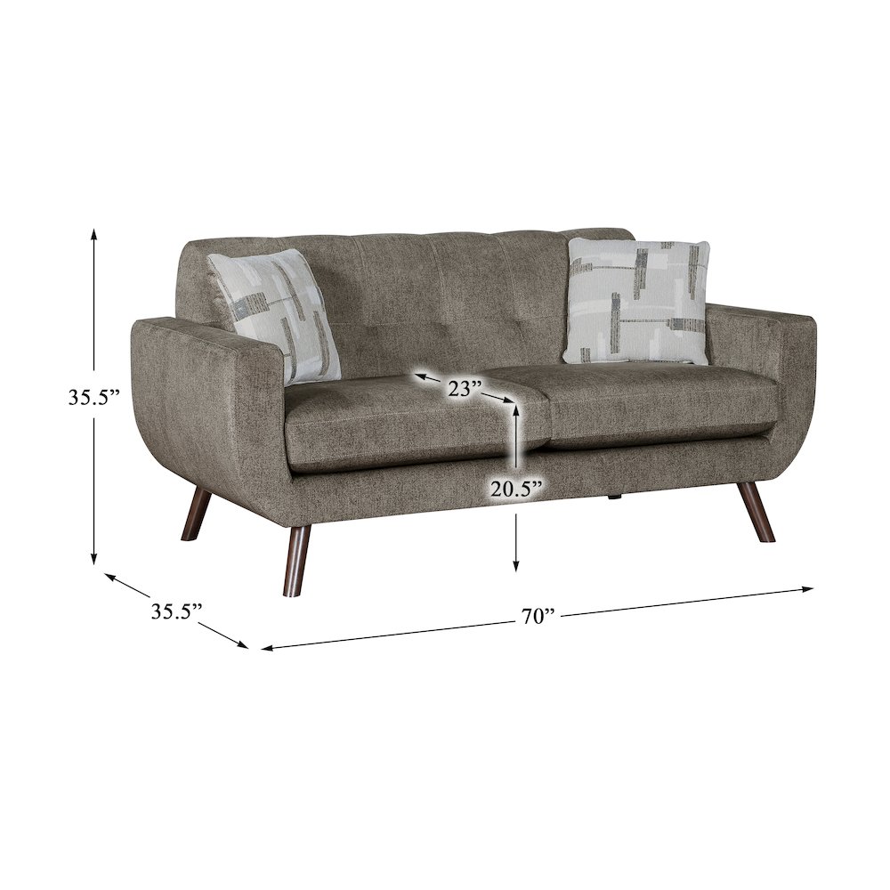 Janne Microfiber Love Seat in Brown. Picture 5