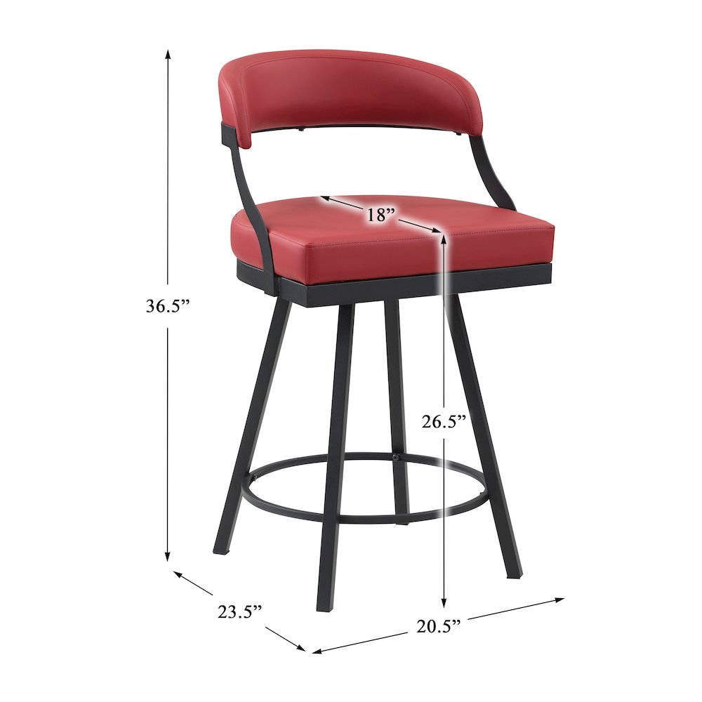 Crowley Faux leather Swivel Counter Height Chair in Red. Picture 4