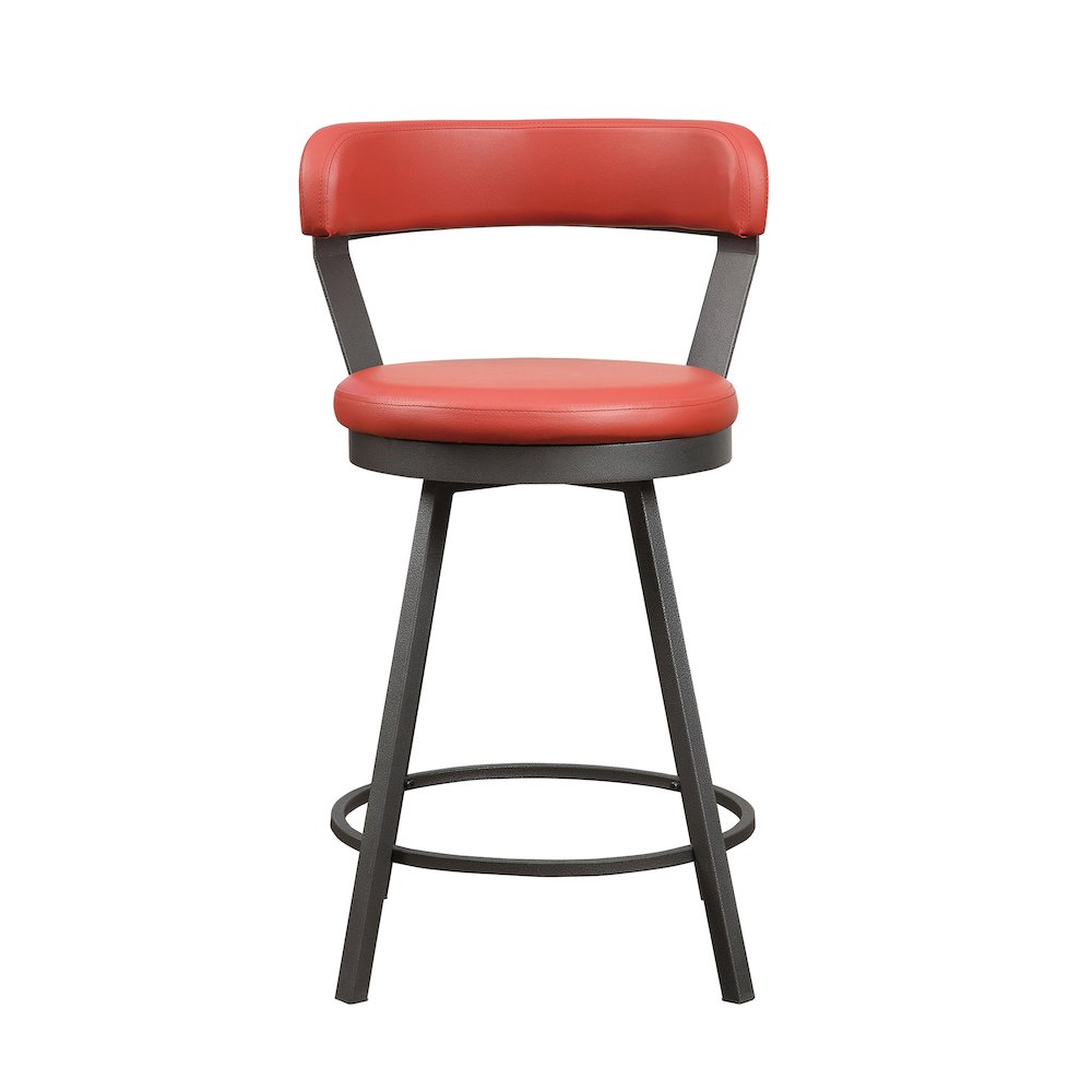 Appert Metal Swivel Counter Height Chair, Red, set of 2 in Red. Picture 5