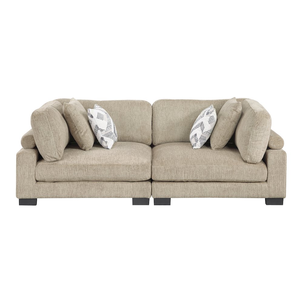 Corydon Microfiber Love Seat in Brown. Picture 6