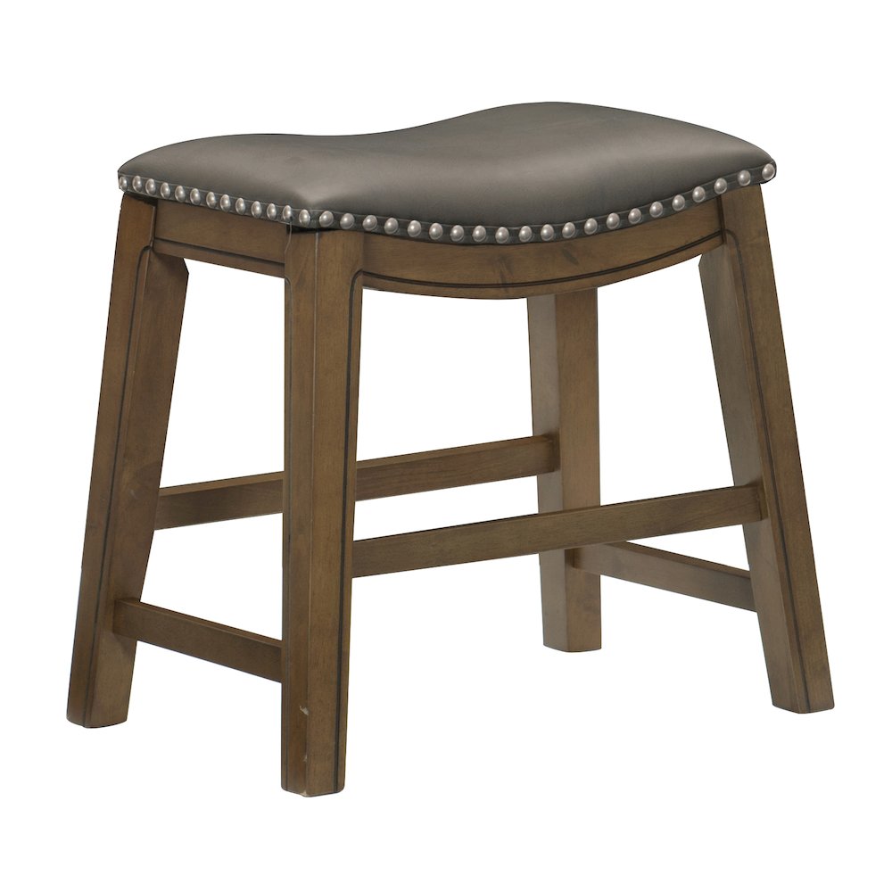 Ordway Solid Wood 18" Height Saddle Stool in Gray. Picture 1