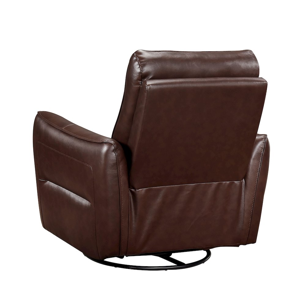 Thomas Leather Swivel Glider Reclining Chair in Brown. Picture 4