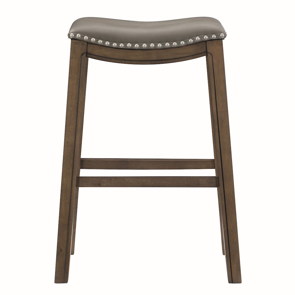 Ordway Solid Wood 29" Height Saddle Stool in Gray. Picture 3