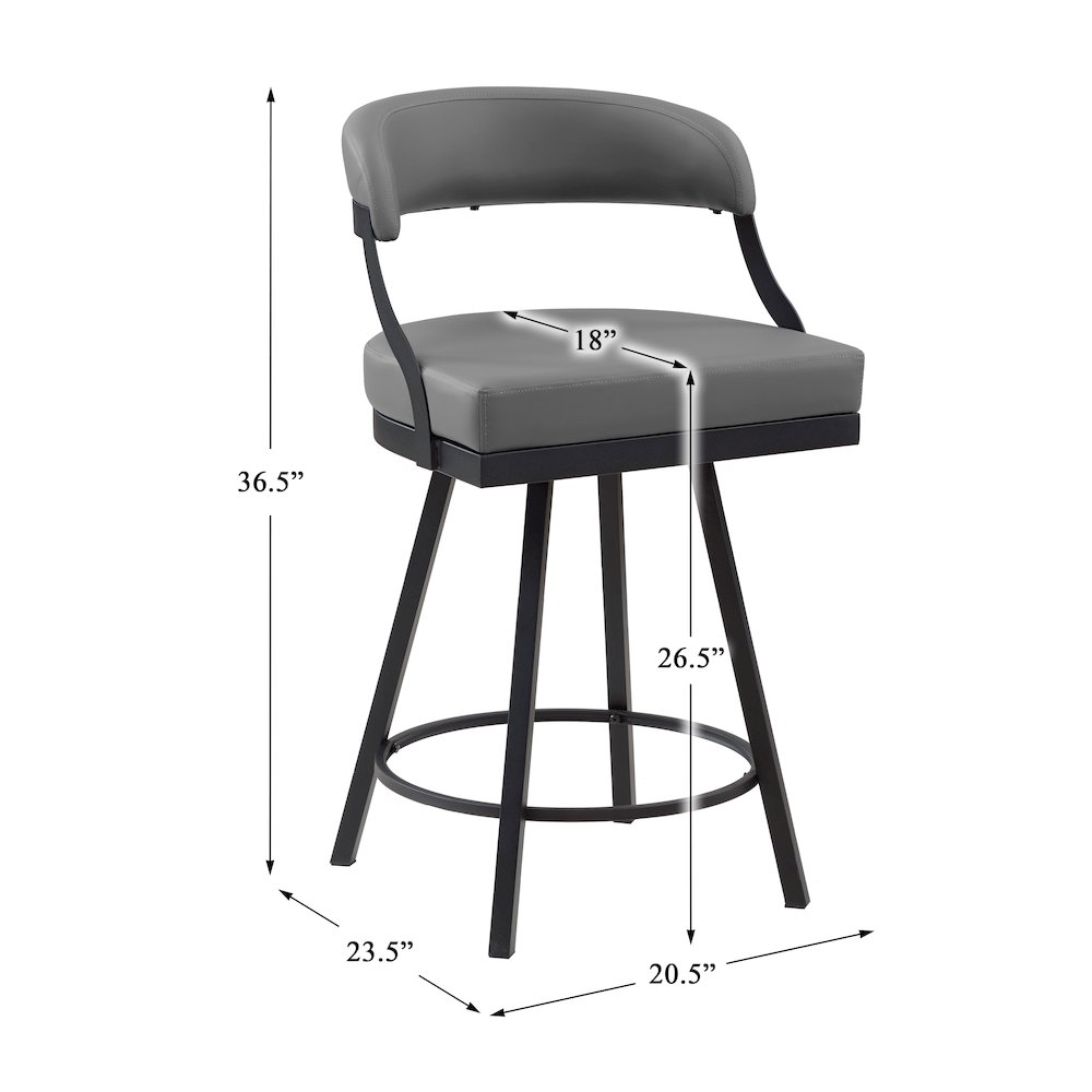 Crowley Faux leather Swivel Counter Height Chair in Gray. Picture 4