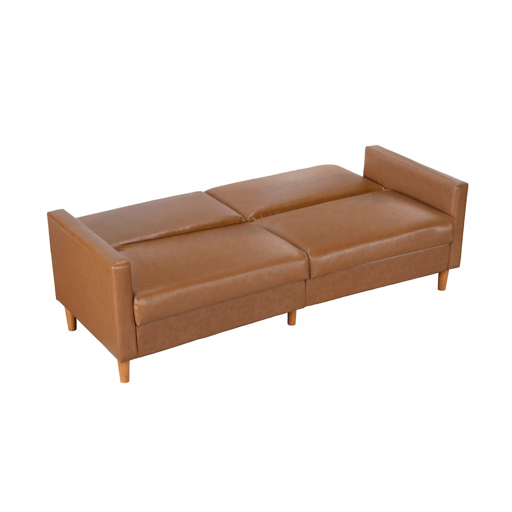Carlton Faux Leather Elegant Lounger in Camel. Picture 11